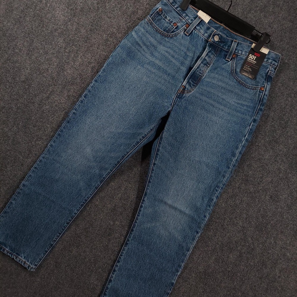 NEW Levi's 501 Original Cropped Jeans Womens 29x26 Blue Medium Wash 100% Cotton